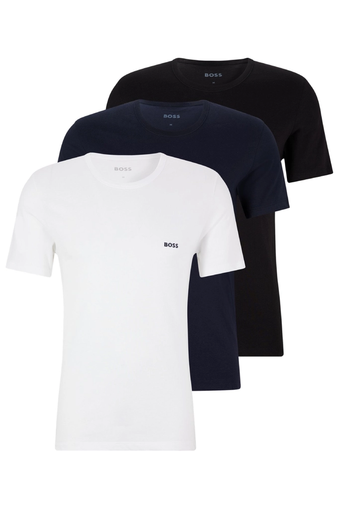 Hugo Boss 3 Pack Mens Classic T-Shirt - Multicolour Cotton - Size Large